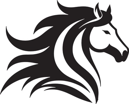 A horse head with long hair on a white background vector
