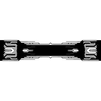Futuristic Tech Banner, Silver Circuitry on Black, Minimalist vector
