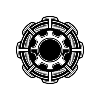 Futuristic Gear Black, White, and Silver Illustration vector