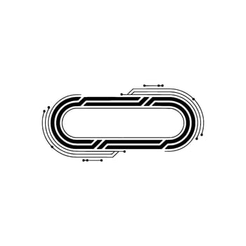 Minimalist Tech Circuitry Oval on Light Background vector