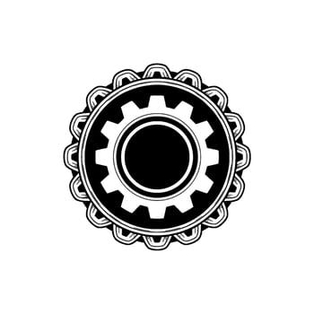 Black White Gear With Decorative Border Engineering Illustration vector