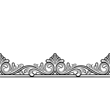 Elegant Floral Border in Black and White, Ornamental Scrollwork vector