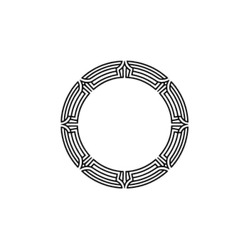 Minimalist Geometric Circle Frame, Black Lines on White vector
