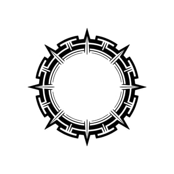 Tribal Tattoo Circle, Black and White Geometric vector