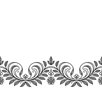 Black and White Floral Border Ornamental, Elegant Element vector