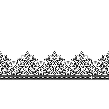 Elegant Floral Border in Black and White, Pattern vector
