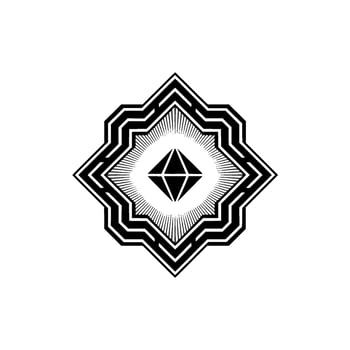 Geometric Diamond Emblem Black and White Minimalist vector