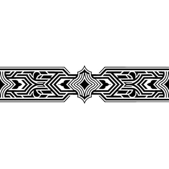 Geometric Black and White Ornamental Border, Abstract Decorative vector