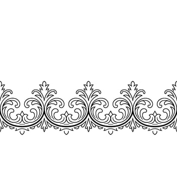 Elegant Floral Border Pattern, Black and White, Seamless Repeatable vector