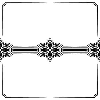Elegant Black White Border Decorative Floral Pattern, Minimalist Style vector