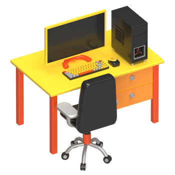 3D Home Office Desk with Computer Setup png