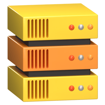 Stack of Server Racks in Yellow and Orange, 3D Icon png