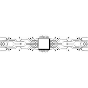 Minimalist Tech Cpu Circuit Board, Clean Lines, White Background vector