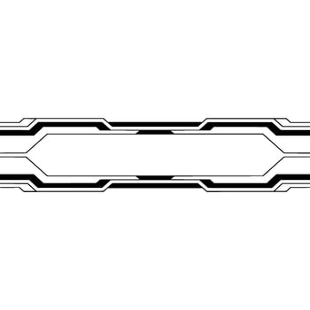 Modern Tech Black Geometric Border on White, Digital Element vector