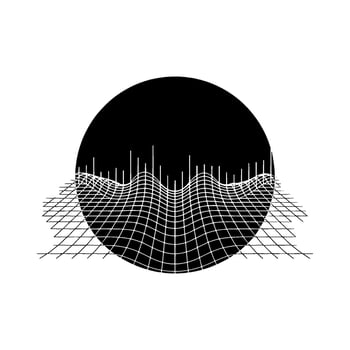 Geometric Waveform With Black Circle Minimalist Retro vector