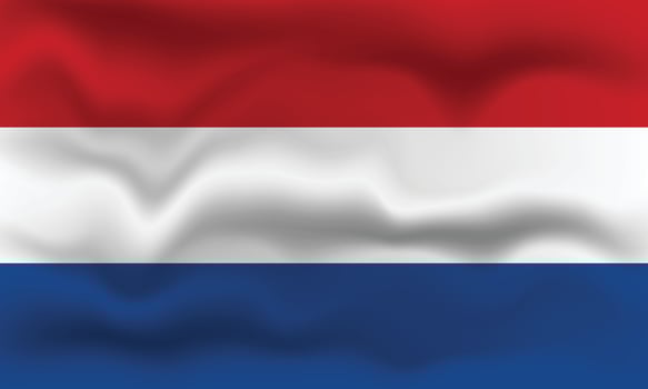 Detailed illustration of the Netherlands flag with a waving effect. vector