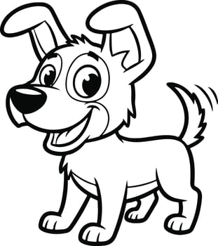 A cartoon dog is standing in the middle of the page vector