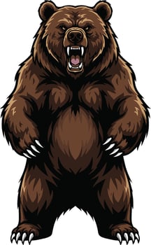 A cartoon bear with its mouth open and its claws out vector