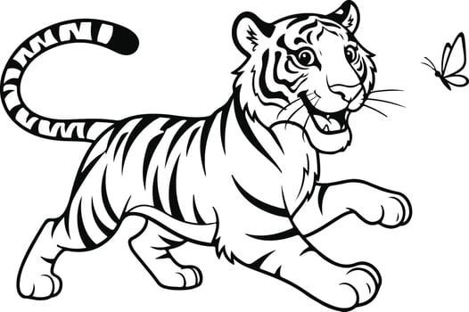 Tiger coloring pages for kids vector