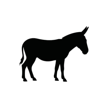 Donkey silhouette illustration on white background vector