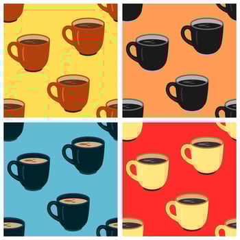 seamless pattern collection with coffee glass objects. suitable for decoration in cafes and restaurants vector
