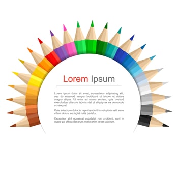 Circle with colored pencils, round education banner vector