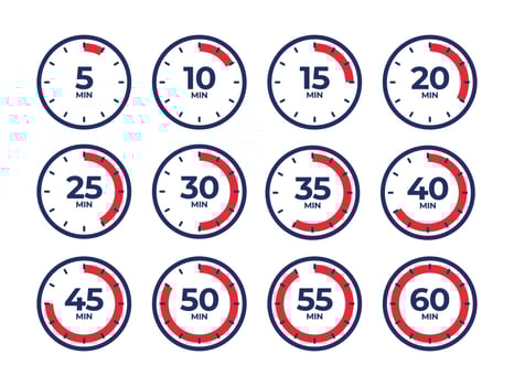 Timer, clock, stopwatch. Countdown timer symbol icon set. illustration vector