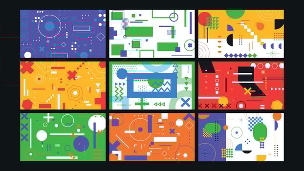 Retro Geometric Design Bold Colors Background Set vector