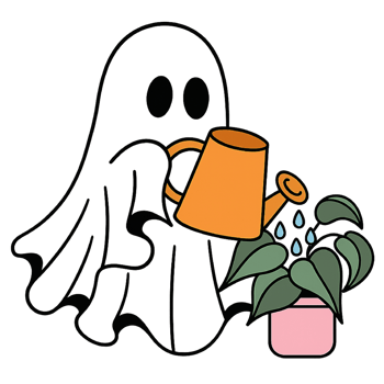 A ghost watering a plant with a watering can png