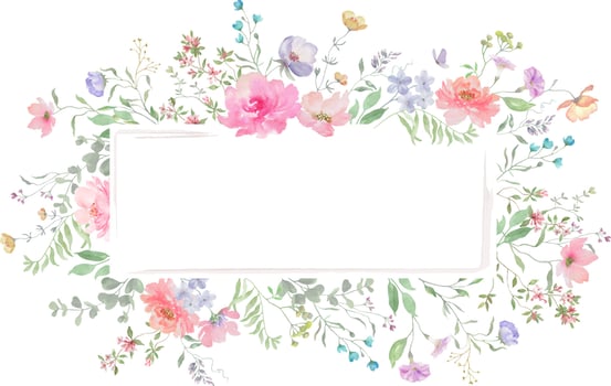 Set of watercolor floral frames. Hand drawn illustration. For invitations, greeting cards. vector