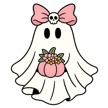 A cartoon ghost with a bow on its head png