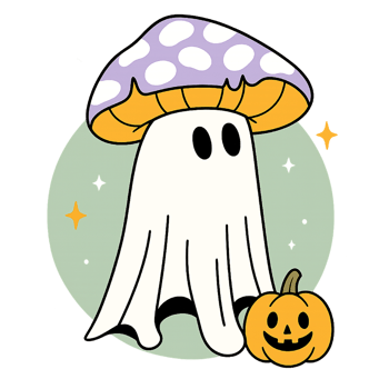 A cartoon ghost with a mushroom on its head png