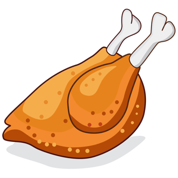 a cartoon illustration of a roasted chicken. flat design png