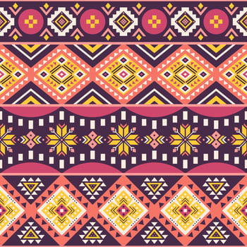 Tribal striped colorful seamless pattern, aztec geometric background. Can be used in textile design, web design for making of clothes, accessories, decorative paper, wrapping, envelope, backpacks vector