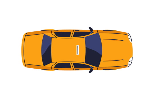 Taxi vehicle icon, yellow urban car, checkered cab roof, city transport service, public ride solution, top view automobile, modern traffic symbol, downtown commuting car flat illustration. vector