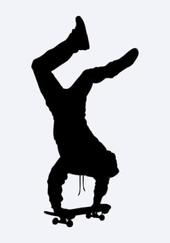 Skateboard player silhouette standing with hands style clip art illustration sticker print art editable vector
