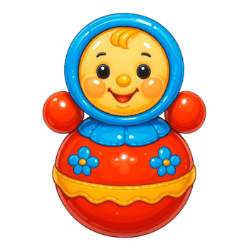 Smiling Roly-Poly Toy with Floral Design png