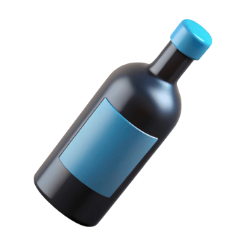 Dark bottle with blue label isolated on transparent background png
