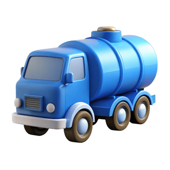 Blue tanker truck cartoon render isolated on transparent background png