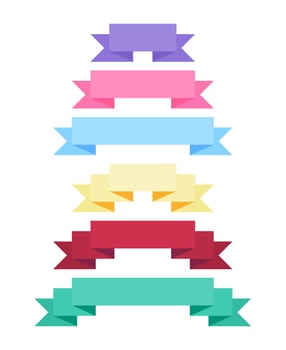 Flat colorful ribbon banners in various shapes vector