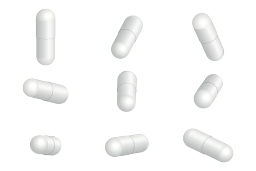 Realistic Medical Pills Set Isolated on White Background vector