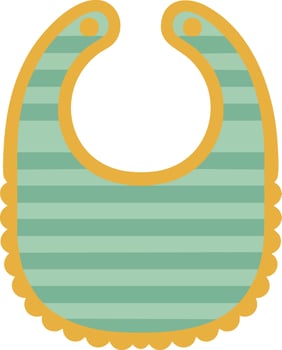 Baby bib with green and yellow stripes for infant feeding and drooling protection illustration vector