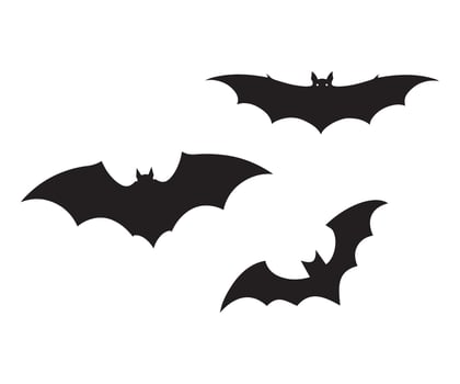 Black Bat Silhouettes Against White Background vector