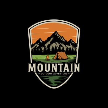 Outdoor mountain adventure logo badges vector