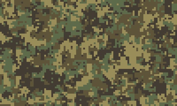 Abstract digital camouflage pattern. Perfect for backgrounds, textures, or militarythemed designs. Earthy tones create a sense of concealment and mystery. vector