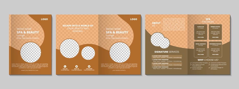 Spa Center Bifold Letter Brochure Template vector