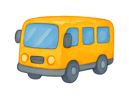 Watercolor Bus Icon, Cartoon Illustration, Transparent Background png