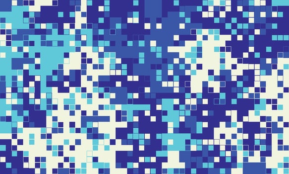 Abstract pixel art background. Vibrant blue, white, and purple squares create a dynamic, modern design perfect for tech, websites, or presentations. vector
