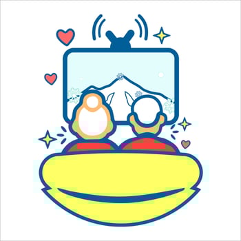 Cozy TV Time, Cute Cartoon of Togetherness and Friendship vector