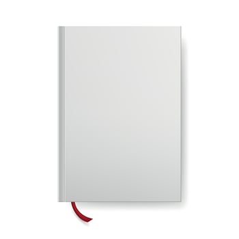 Blank Hardcover Book with Bookmark Mockup Isolated on White Background, Realistic Front Cover Template for Book Design, Print Layout, Branding Presentation, Magazine, Catalog or Notebook Illustration vector
